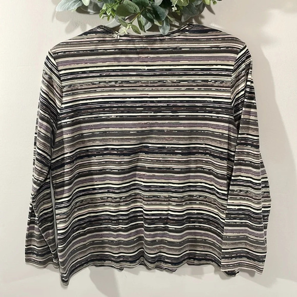 🌸 Croft & Barrow Crewneck Long Sleeve Striped Top L - Picture 3 of 14